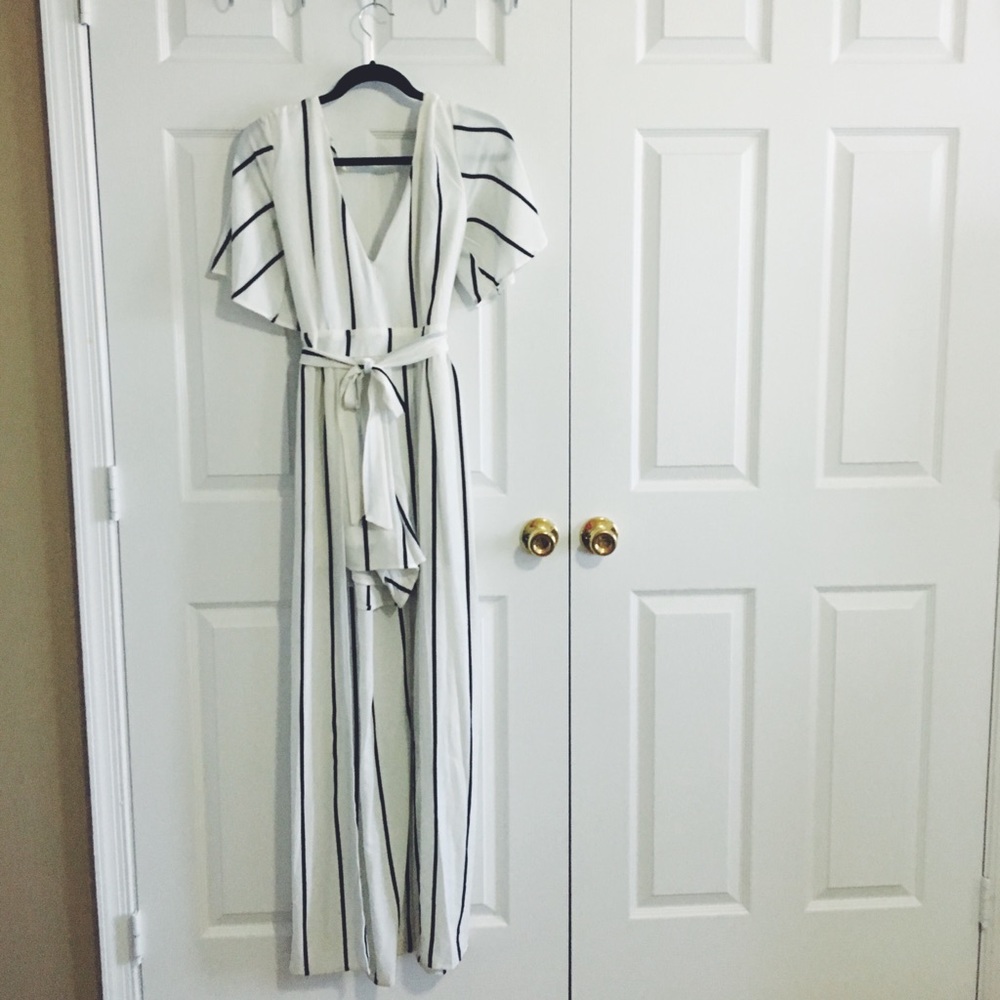 Black & White Striped Maxi Romper